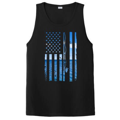 American Flag Fish Fisher Fisherman Funny Bass Fishing PosiCharge Competitor Tank