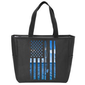 American Flag Fish Fisher Fisherman Funny Bass Fishing Zip Tote Bag