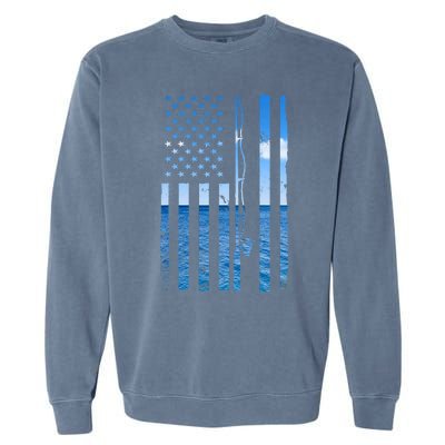 American Flag Fish Fisher Fisherman Funny Bass Fishing Garment-Dyed Sweatshirt