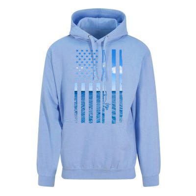 American Flag Fish Fisher Fisherman Funny Bass Fishing Unisex Surf Hoodie