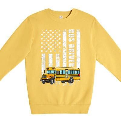 American Flag Funny School Bus Driver Premium Crewneck Sweatshirt