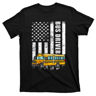 American Flag Funny School Bus Driver T-Shirt