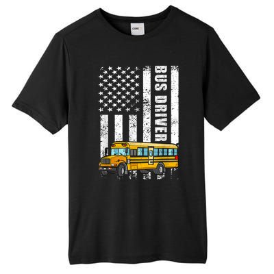 American Flag Funny School Bus Driver Tall Fusion ChromaSoft Performance T-Shirt