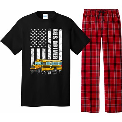 American Flag Funny School Bus Driver Pajama Set