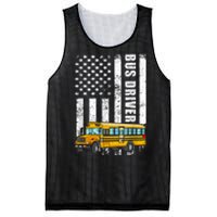 American Flag Funny School Bus Driver Mesh Reversible Basketball Jersey Tank