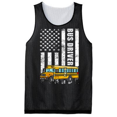 American Flag Funny School Bus Driver Mesh Reversible Basketball Jersey Tank