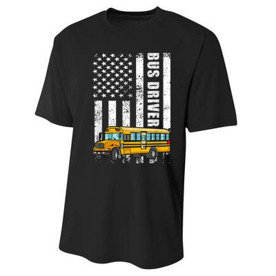 American Flag Funny School Bus Driver Performance Sprint T-Shirt