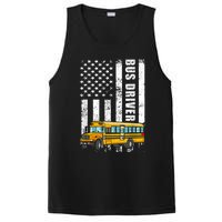 American Flag Funny School Bus Driver PosiCharge Competitor Tank