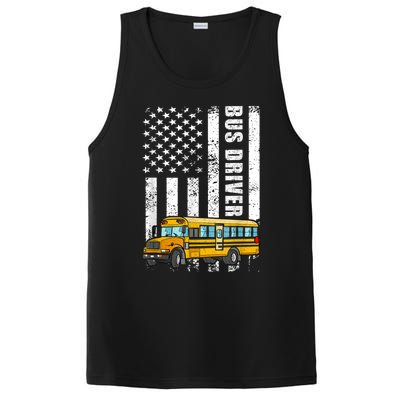 American Flag Funny School Bus Driver PosiCharge Competitor Tank