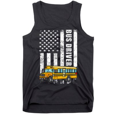 American Flag Funny School Bus Driver Tank Top