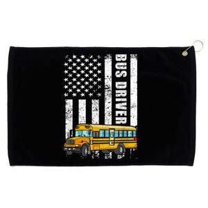 American Flag Funny School Bus Driver Grommeted Golf Towel