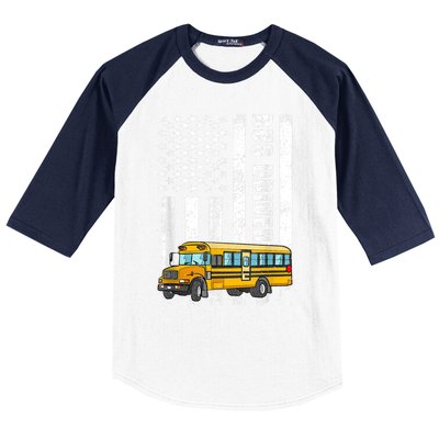 American Flag Funny School Bus Driver Baseball Sleeve Shirt