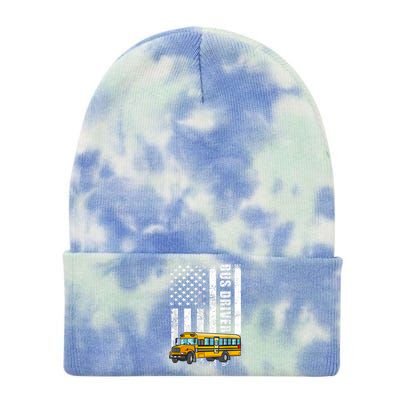 American Flag Funny School Bus Driver Tie Dye 12in Knit Beanie