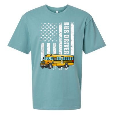 American Flag Funny School Bus Driver Sueded Cloud Jersey T-Shirt