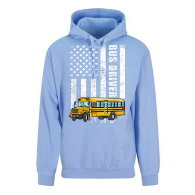 American Flag Funny School Bus Driver Unisex Surf Hoodie