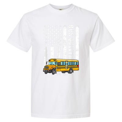 American Flag Funny School Bus Driver Garment-Dyed Heavyweight T-Shirt