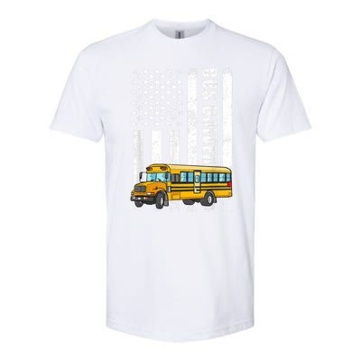 American Flag Funny School Bus Driver Softstyle CVC T-Shirt