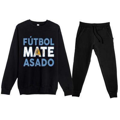 Argentina Flag Futbol Mate Asado Argentinian Pride Premium Crewneck Sweatsuit Set