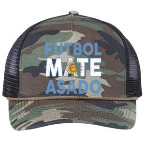 Argentina Flag Futbol Mate Asado Argentinian Pride Retro Rope Trucker Hat Cap