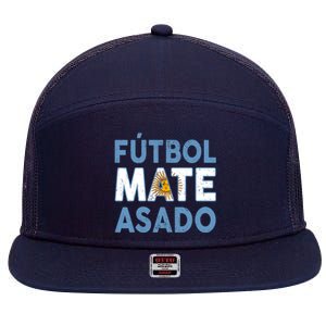 Argentina Flag Futbol Mate Asado Argentinian Pride 7 Panel Mesh Trucker Snapback Hat