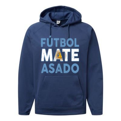 Argentina Flag Futbol Mate Asado Argentinian Pride Performance Fleece Hoodie