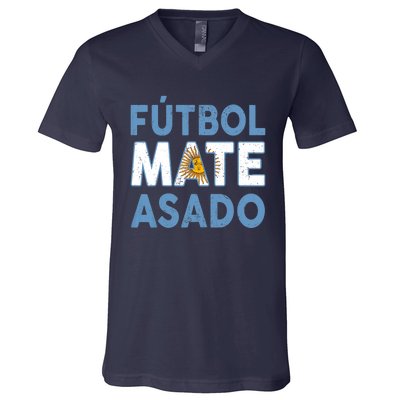 Argentina Flag Futbol Mate Asado Argentinian Pride V-Neck T-Shirt