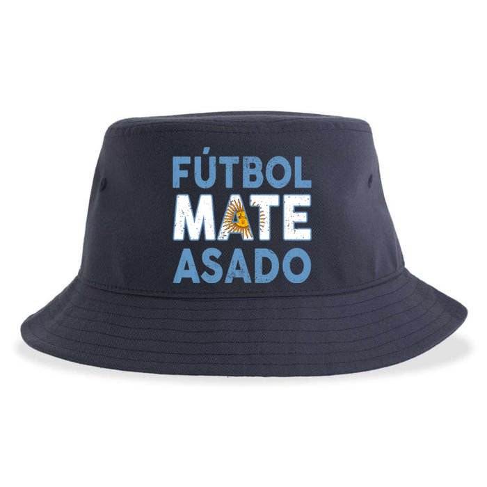 Argentina Flag Futbol Mate Asado Argentinian Pride Sustainable Bucket Hat