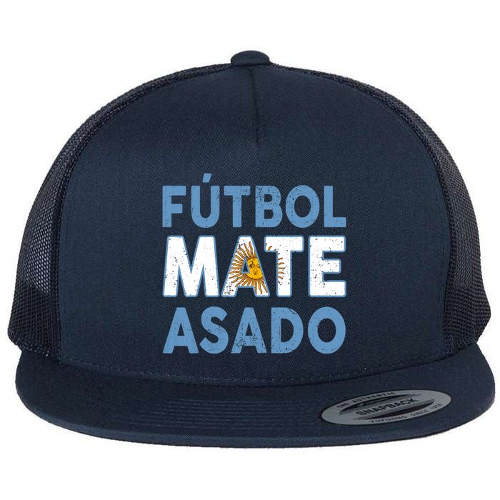 Argentina Flag Futbol Mate Asado Argentinian Pride Flat Bill Trucker Hat