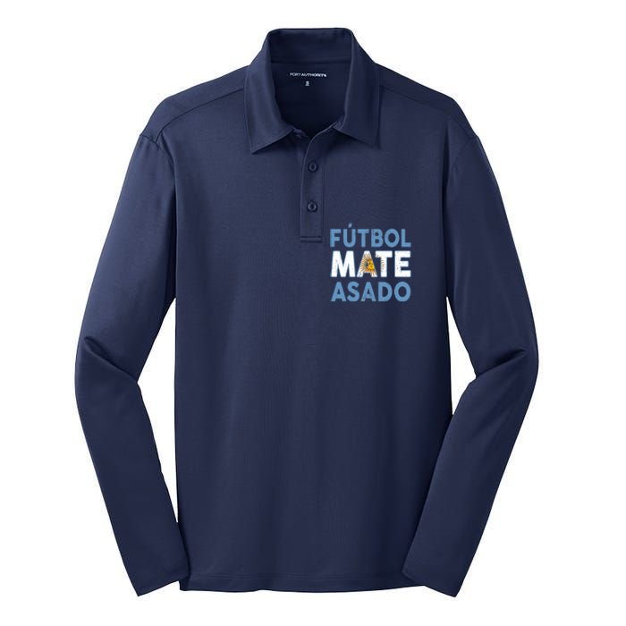 Argentina Flag Futbol Mate Asado Argentinian Pride Silk Touch Performance Long Sleeve Polo