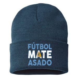 Argentina Flag Futbol Mate Asado Argentinian Pride Sustainable Knit Beanie