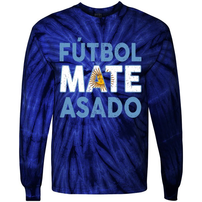 Argentina Flag Futbol Mate Asado Argentinian Pride Tie-Dye Long Sleeve Shirt