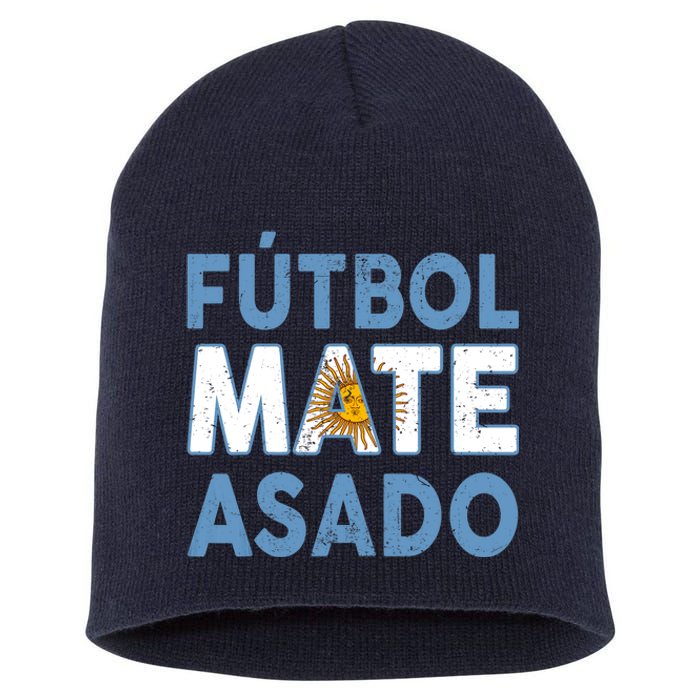 Argentina Flag Futbol Mate Asado Argentinian Pride Short Acrylic Beanie