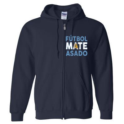 Argentina Flag Futbol Mate Asado Argentinian Pride Full Zip Hoodie