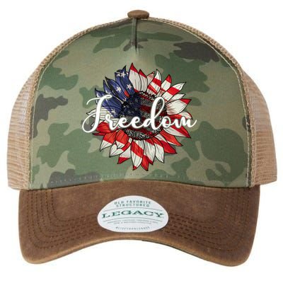 American Flag Freedom Sunflower Independence Day Legacy Tie Dye Trucker Hat