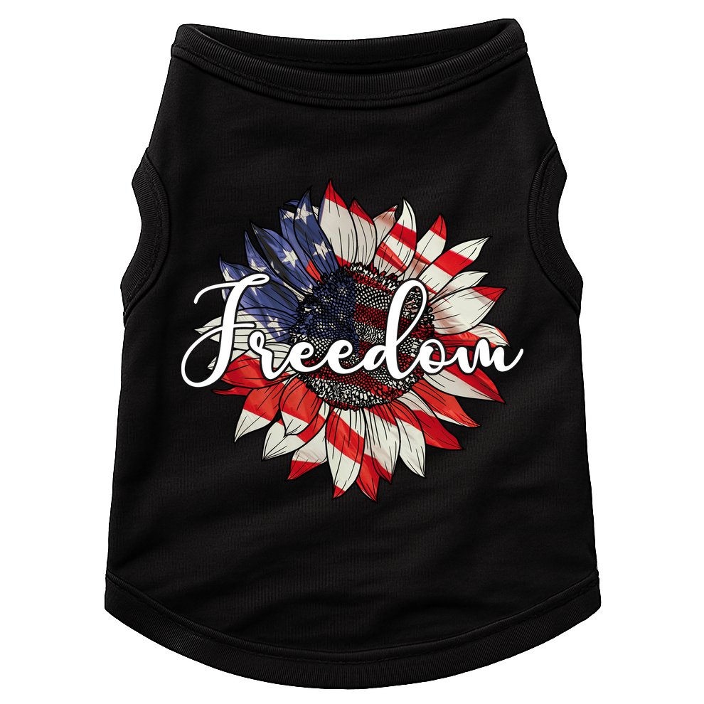 American Flag Freedom Sunflower Independence Day Doggie Tank