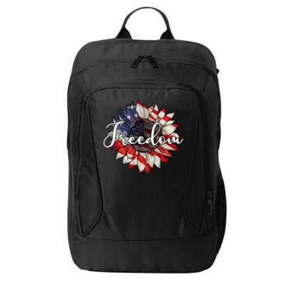 American Flag Freedom Sunflower Independence Day City Backpack