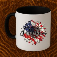 American Flag Freedom Sunflower Independence Day Mug