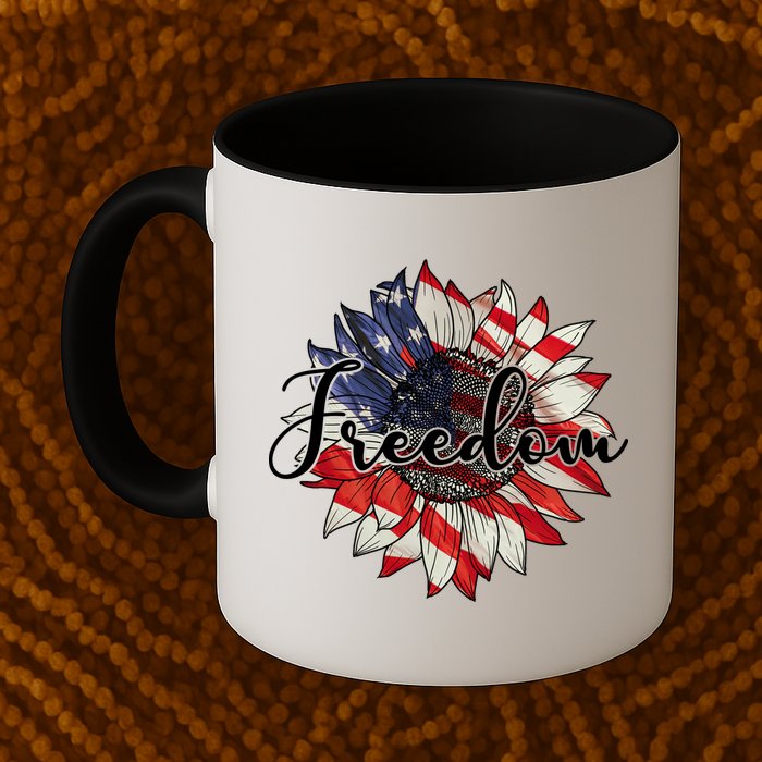American Flag Freedom Sunflower Independence Day Mug