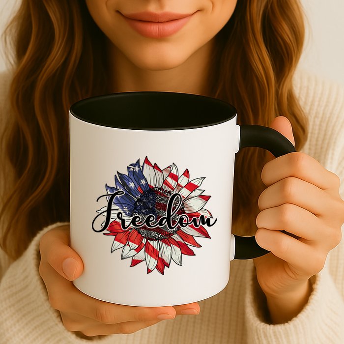 American Flag Freedom Sunflower Independence Day Mug