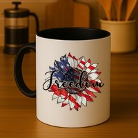 American Flag Freedom Sunflower Independence Day Mug