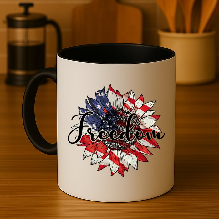 American Flag Freedom Sunflower Independence Day Mug