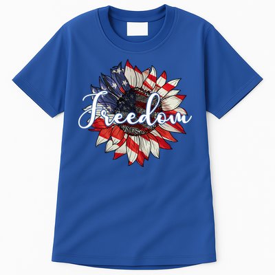 American Flag Freedom Sunflower Independence Day Tall T-Shirt