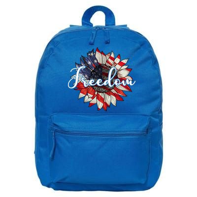 American Flag Freedom Sunflower Independence Day 16 in Basic Backpack