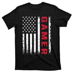 American Flag Funny Gamer Gift Video Games Boys Gaming T-Shirt