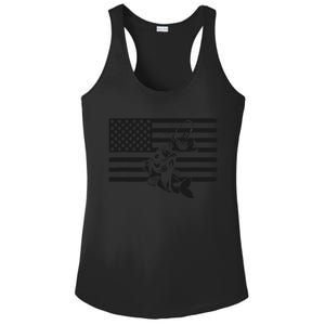 American Flag Fishing Apparel Fishing Gift Ladies PosiCharge Competitor Racerback Tank