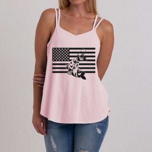 American Flag Fishing Apparel Fishing Gift Women's Strappy Tank