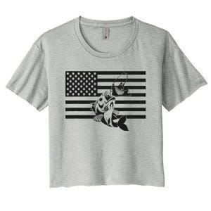 American Flag Fishing Apparel Fishing Gift Women's Crop Top Tee