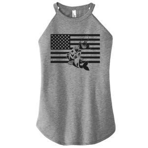 American Flag Fishing Apparel Fishing Gift Women's Perfect Tri Rocker Tank