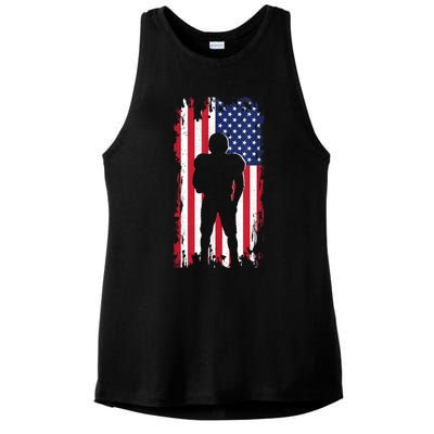 America Football Flag Ladies PosiCharge Tri-Blend Wicking Tank