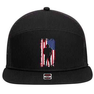 America Football Flag 7 Panel Mesh Trucker Snapback Hat